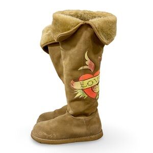 Ed Hardy HIMALAYA 2 BOOTS Shoes Brown Suede Women’s Size 6